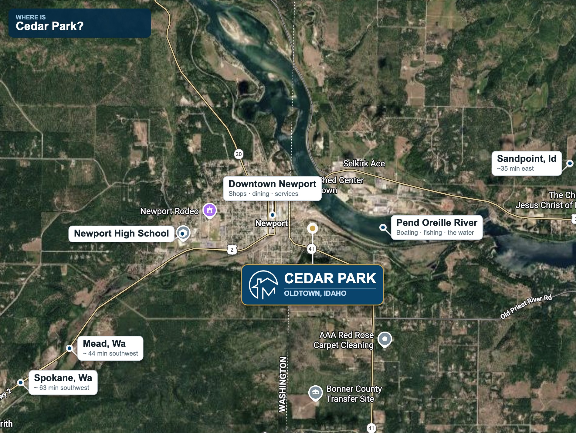Where is Cedar Park — Oldtown, Idaho