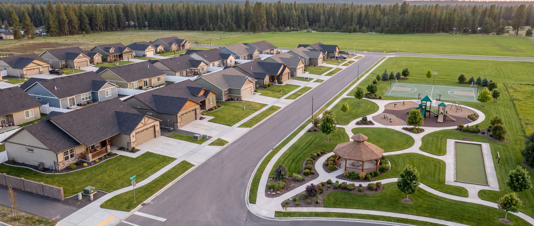 Crown Reserve — aerial of the Post Falls prairie community