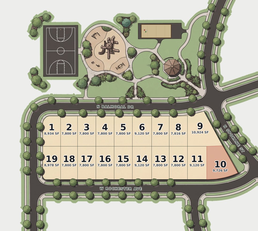 Crown Reserve site plan — 19 numbered homesites
