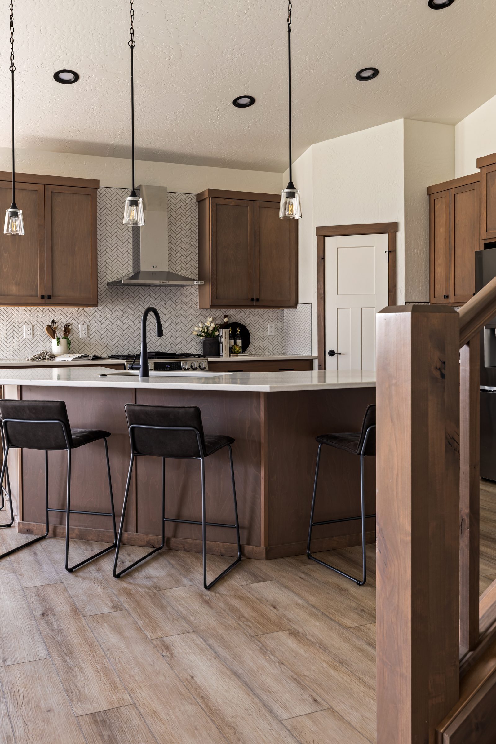The kitchen and stairs