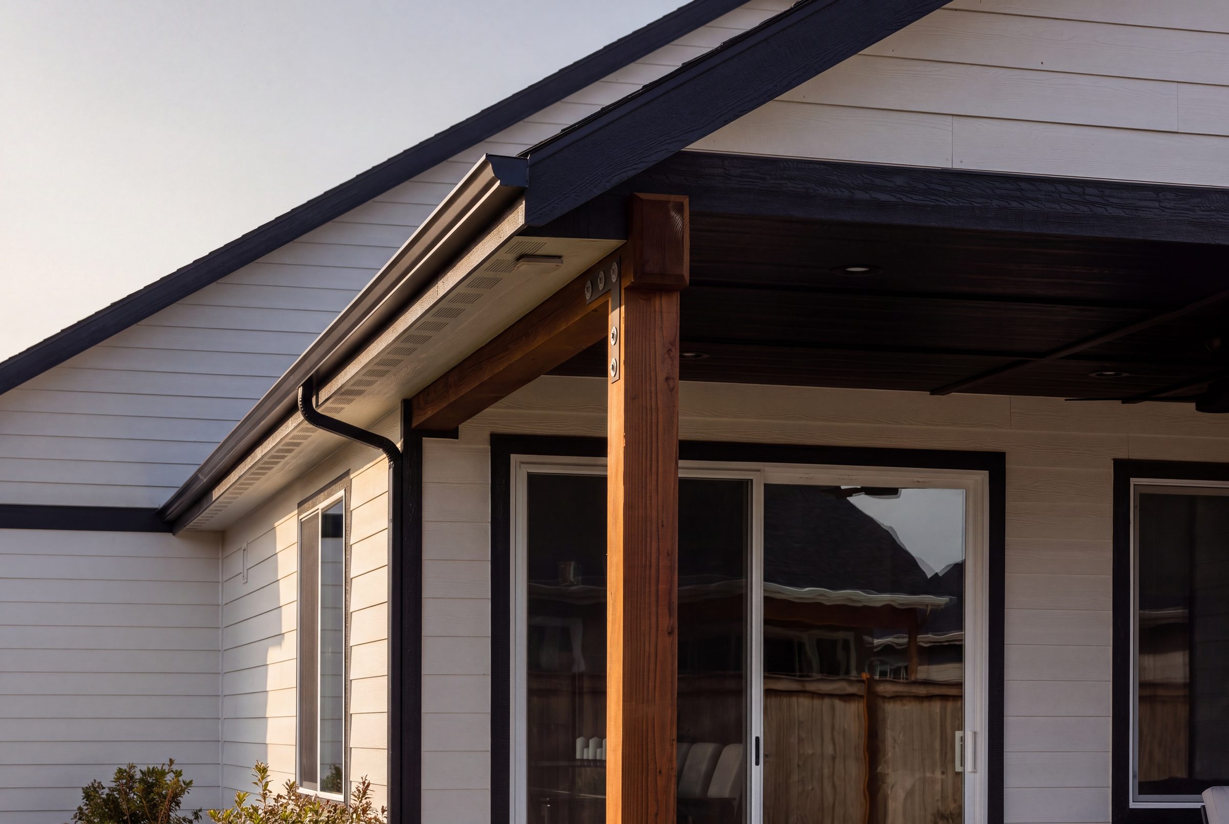 The covered rear patio