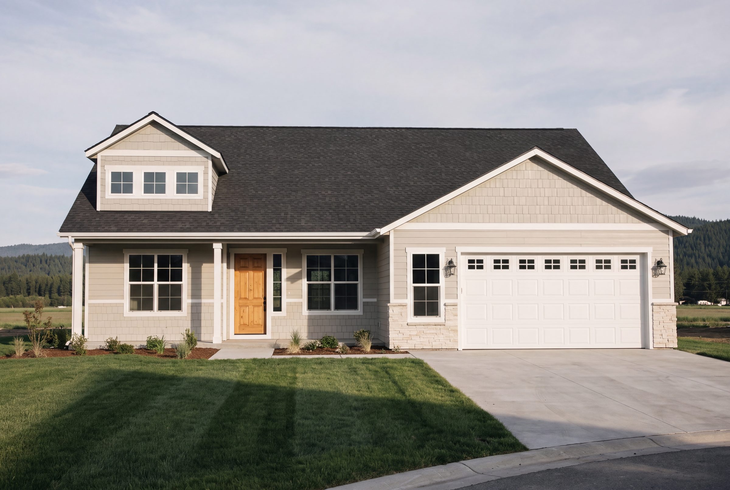 The Lexington with a two-car garage