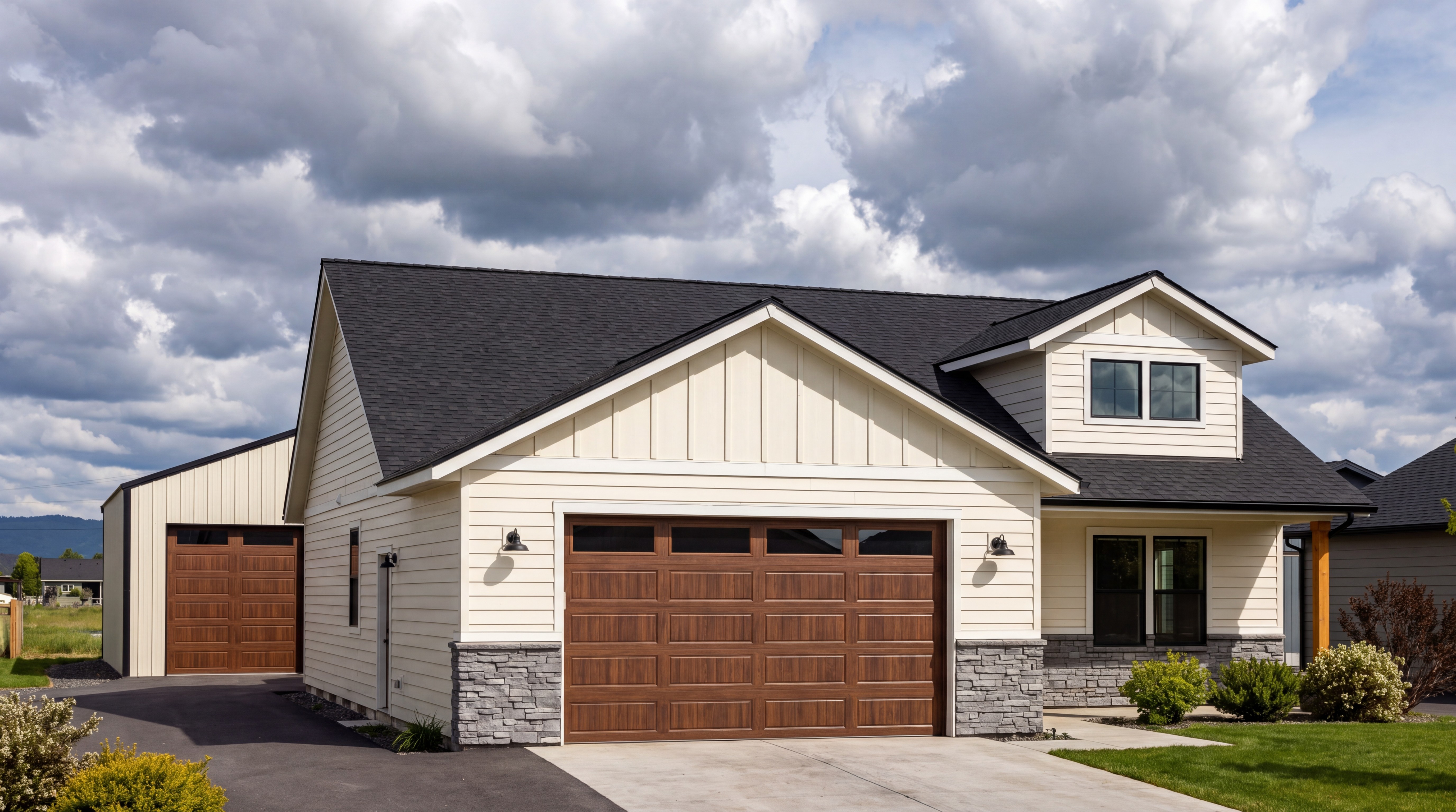 The Sheridan with a 2-car garage and detached shop