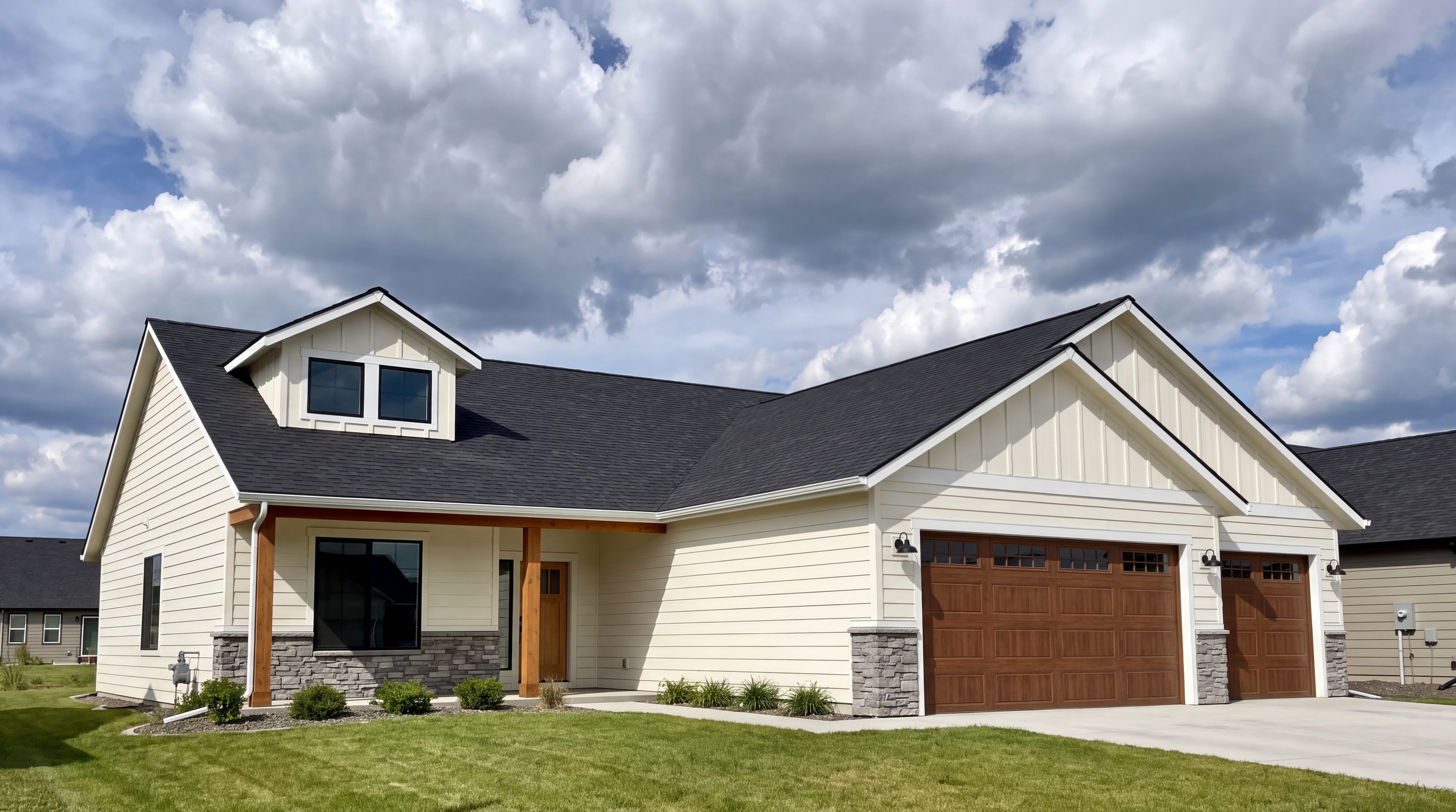The Sheridan — 3-car garage elevation